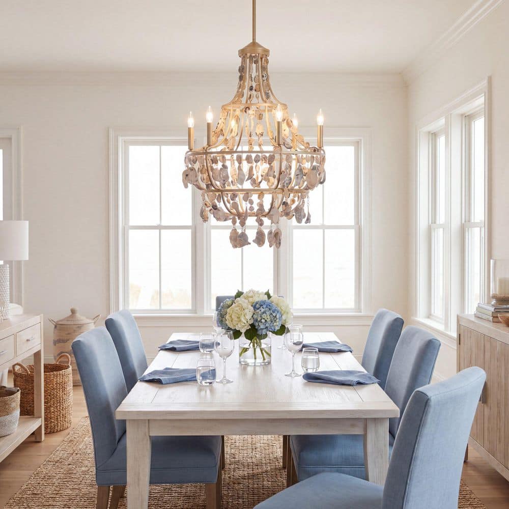 Leanne by Breegan Jane 38.75 in. W x 27 in. H 6-Light Chandon Coastal Chandelier with Oyster Shell Accents price history on PriceWatchPro