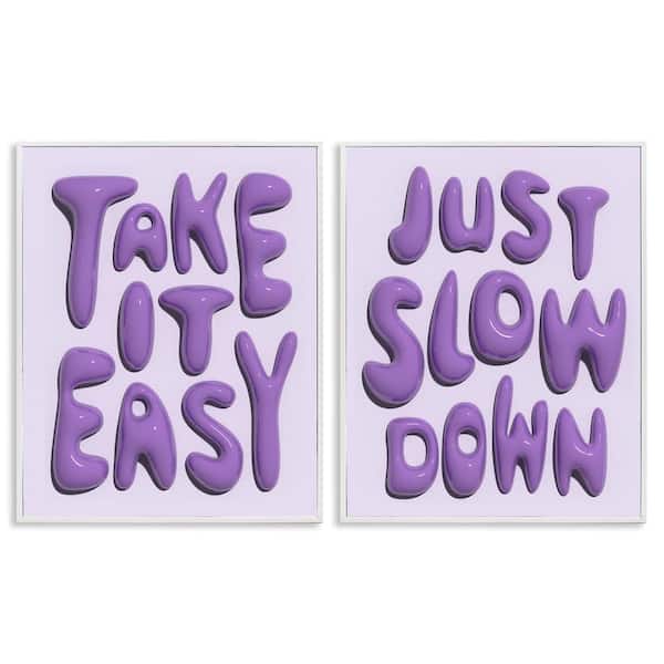 Stupell Industries Slow Down Take It Easy by Victoria Barnes 2 Pieces White Framed Typography Giclee Art Print 30 in. x 24 in.