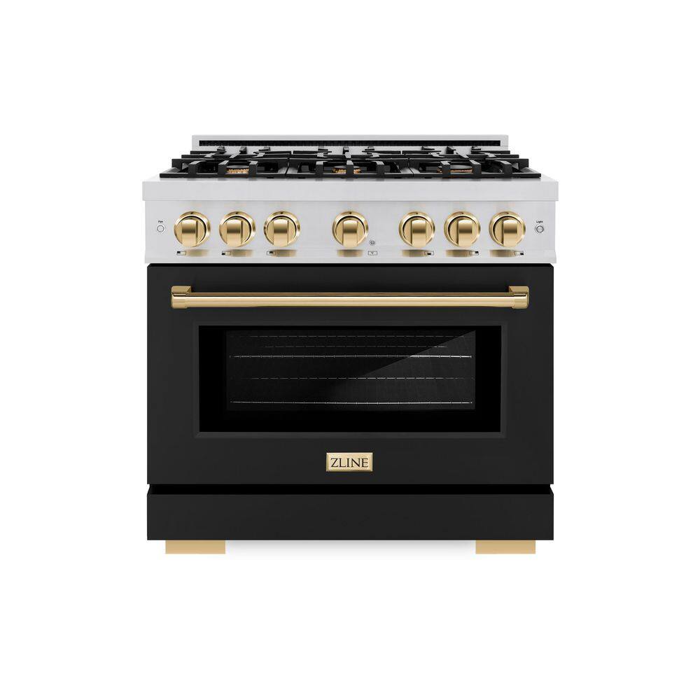 Select 36 in. 6-Burner Dual Fuel Range with Convection Oven in Stainless Steel, Matte Black and Polished Gold price history on PriceWatchPro