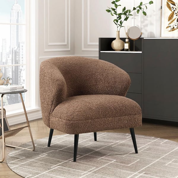 Morton Modern Luxury Brown 26 in. Polyester Upholstered Accent Chair