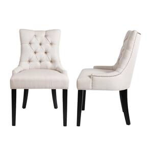 WESTIN OUTDOOR Mason Beige Tufted Upholstered Wingback Dining Chair ...