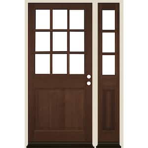 50 in. x 80 in. Farmhouse 1/2 LiteProvincial Stain Left-Hand/Inswing Douglas Fir Prehung Front Door Right Sidelite