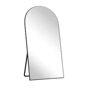 24 in. W x 71.2 in. H Arched Black Wooden Frame Oversized Classic Wall Mounted Floor Mirror