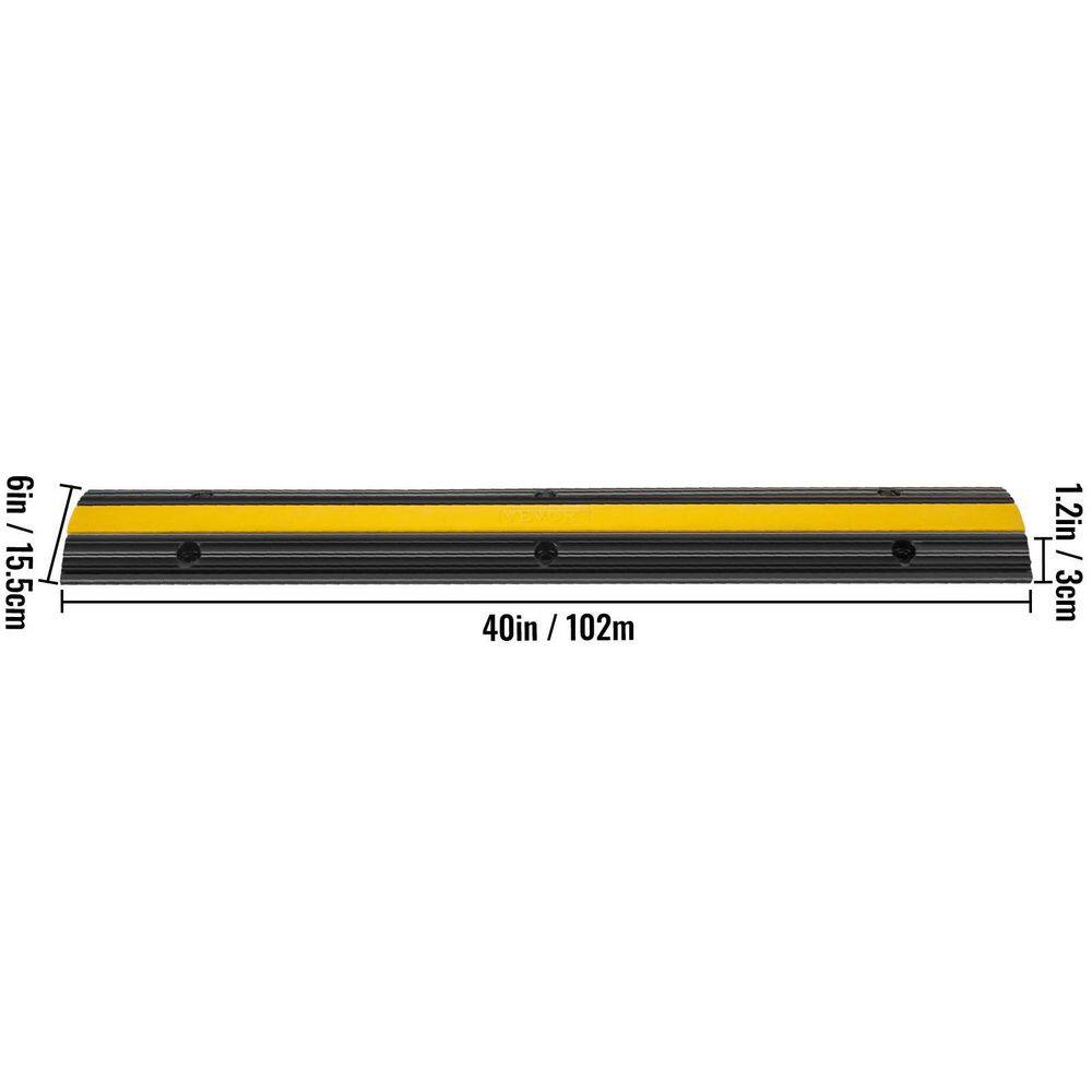 1-Channel Black and Yellow Rubber Cable Protector Ramps (4-Pieces)