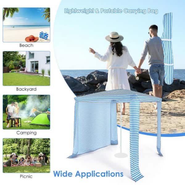 6.6 ft. x 6.6 ft. Blue Foldable and Easy-Setup Beach Canopy Portable Camping Tent With Carry Bag