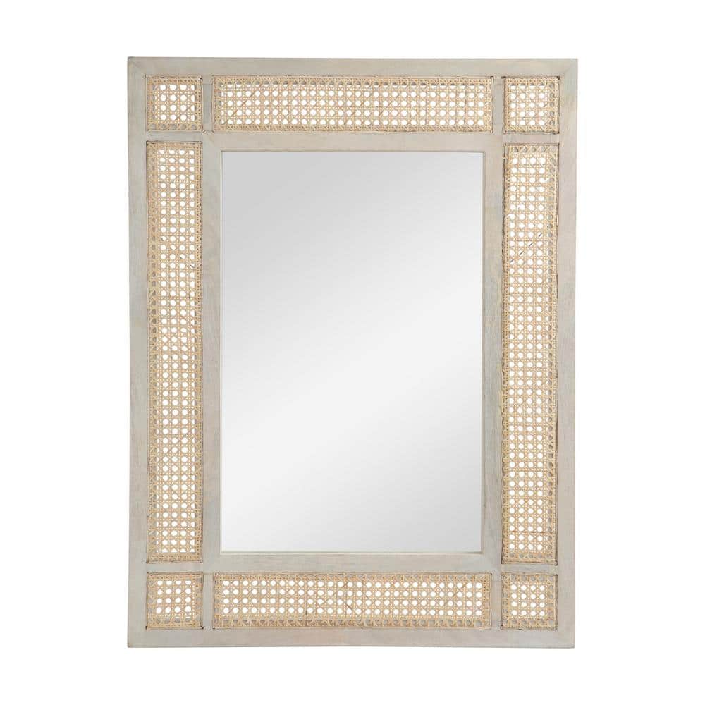 26.8 in. W x 35.5 in. H Rectangle Wood Framed Natural Mirror for Living Roo