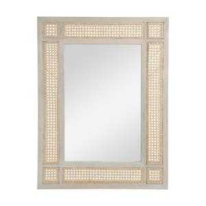 26.8 in. W x 35.5 in. H Rectangle Wood Framed Natural Mirror for Living Room