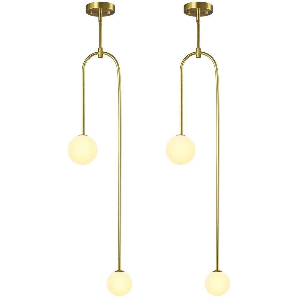 Home Light 40-Watt 2Lights Gold Modern Pendant Light Fixture With Milk Glass Shade, No Bulbs Included (2 Pack) price history on PriceWatchPro