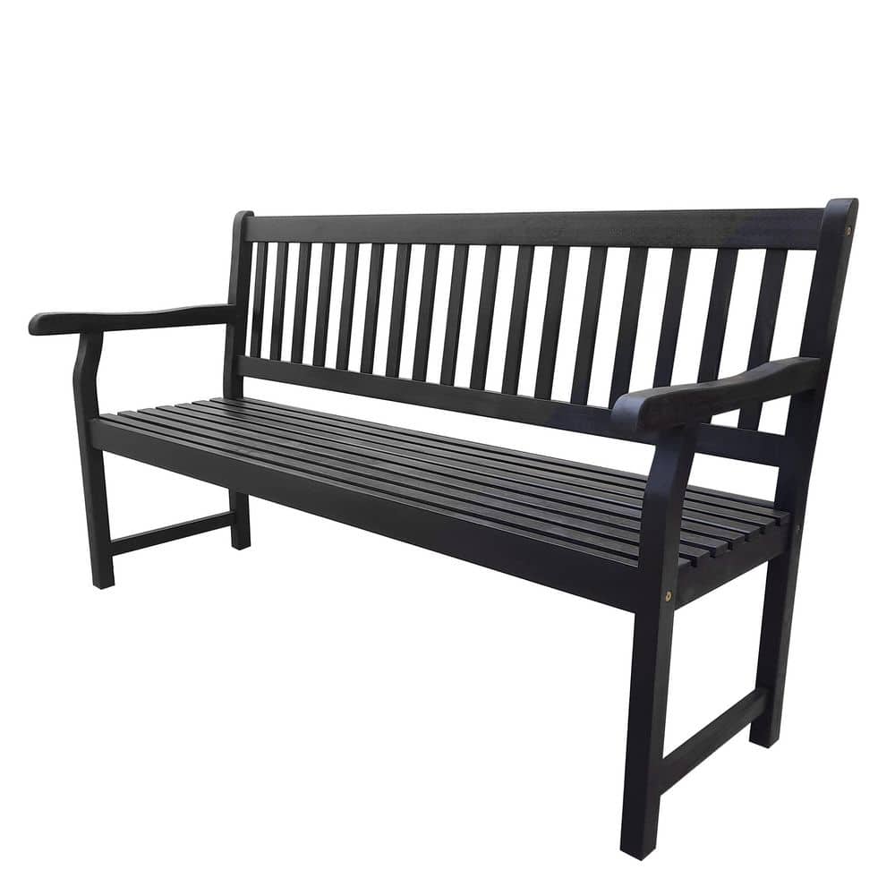 JONATHAN Y Laurel 59.1 in. 3-Seat Slat-Back 600 lbs. Support