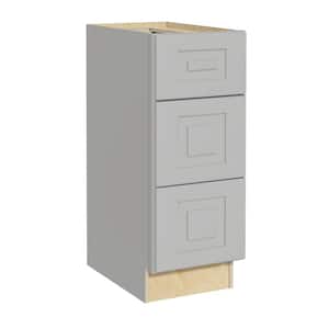 Grayson Pearl Gray Painted Plywood Shaker Assembled Drawer Base Kitchen Cabinet Soft Close 12 in W x 24 in D x 34.5 in H