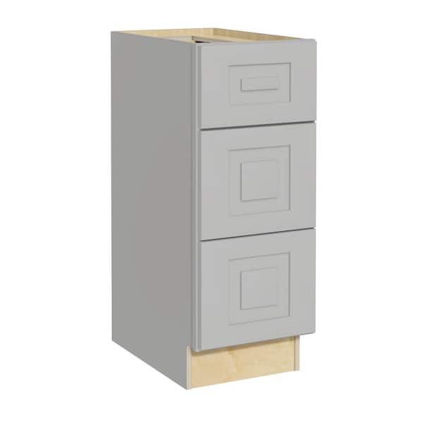 Home Decorators Collection Grayson 12 in. W x 24 in. D x 34.5 in. H Assembled Plywood Drawer Base Kitchen Cabinet in Pearl Gray with Soft Close