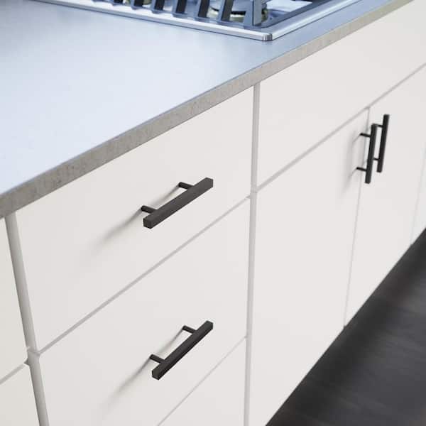 10-Pack Simple Square Bar 3 in. (76 mm) Modern Matte Black Cabinet Drawer Pulls