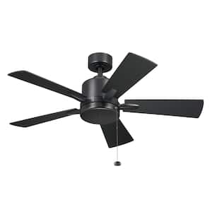Lucian II 42 in. Indoor Satin Black Downrod Mount Ceiling Fan with Pull Chain