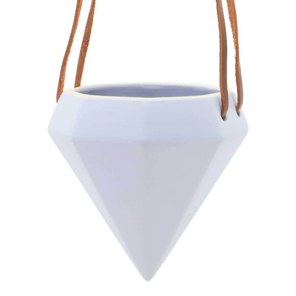 Sky Blue Ceramic Diamond Hanging Planter - Indoor/Outdoor