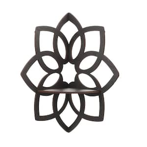 Black 12.91 in x 12.91 in. Flower Shape Corner Frame Floating Storage Shelf, Decorative Wall Shelf