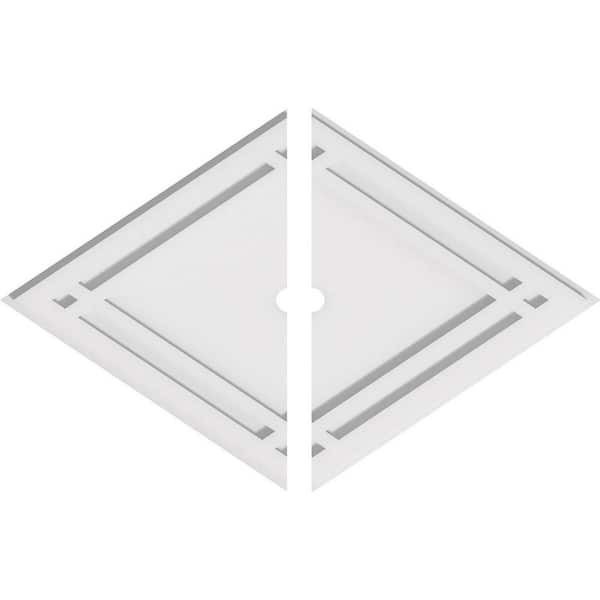 Ekena Millwork 24 in. W x 16 in. H x 1 in. ID x 1 in. P Diamond Architectural Grade PVC Contemporary Ceiling Medallion (2-Piece)