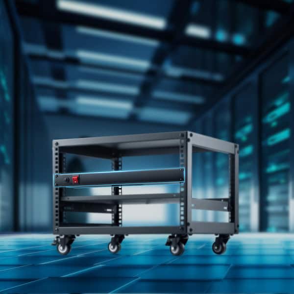 1U PDU 8 Outlets Rack Mount Power Strip Fits Standard Surge Protection and Overload Protection for Home and Office