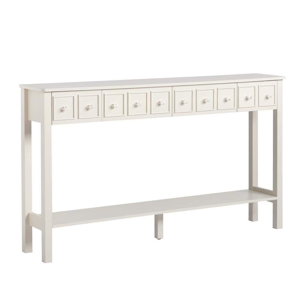 Winado 60.04 In. White Rectangle MDF Console Table With 4-Drawers And 1 ...