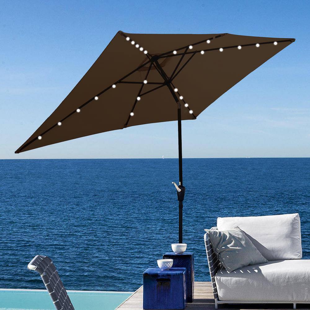 Sunrinx 10 Ft. Steel Market Solar Tilt Rectangular Patio Umbrella In 