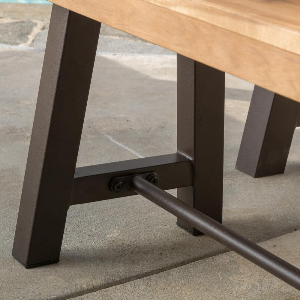Acacia Wood and Iron 3-Piece Picnic Dining Set