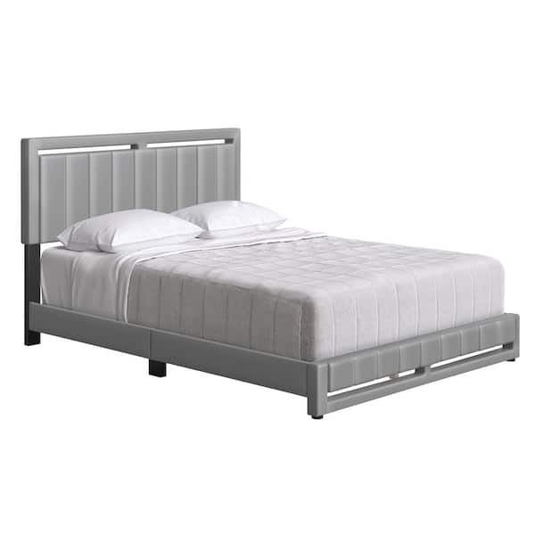 Boyd Sleep Beaumont Upholstered Faux Leather Platform Bed, Full, Gray