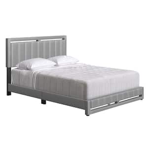 Beaumont Upholstered Faux Leather Platform Bed, King, Gray