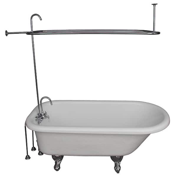 Barclay Products 5 ft. Acrylic Ball and Claw Feet Roll Top Tub in White with Polished Chrome Accessories