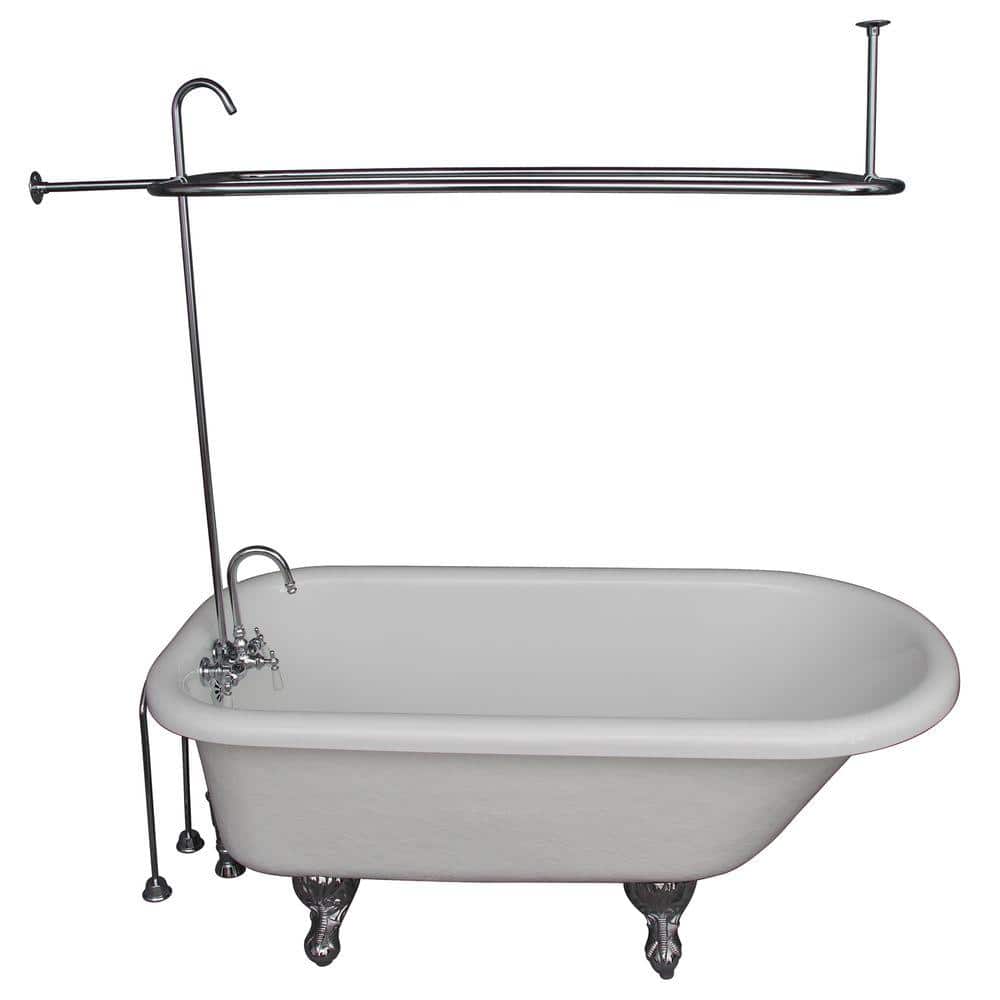 67'' White Acrylic Clawfoot Freestanding Soaking Bathtub