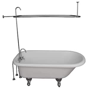 5.6 ft. Acrylic Ball and Claw Feet Roll Top Tub in White with Polished Chrome Accessories