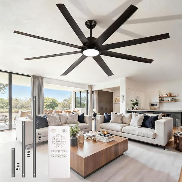 72 in. Modern Indoor/Outdoor Matte Black 6 Speeds Ceiling Fan with 3 Color Temperature and Remote