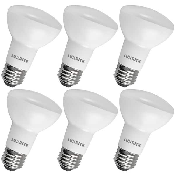 LUXRITE 45W Equivalent, BR20 LED Light Bulb, 3000K Soft White, 460 Lumens, 6.5W, Dimmable, Damp Rated, UL Listed, E26,6 Pack