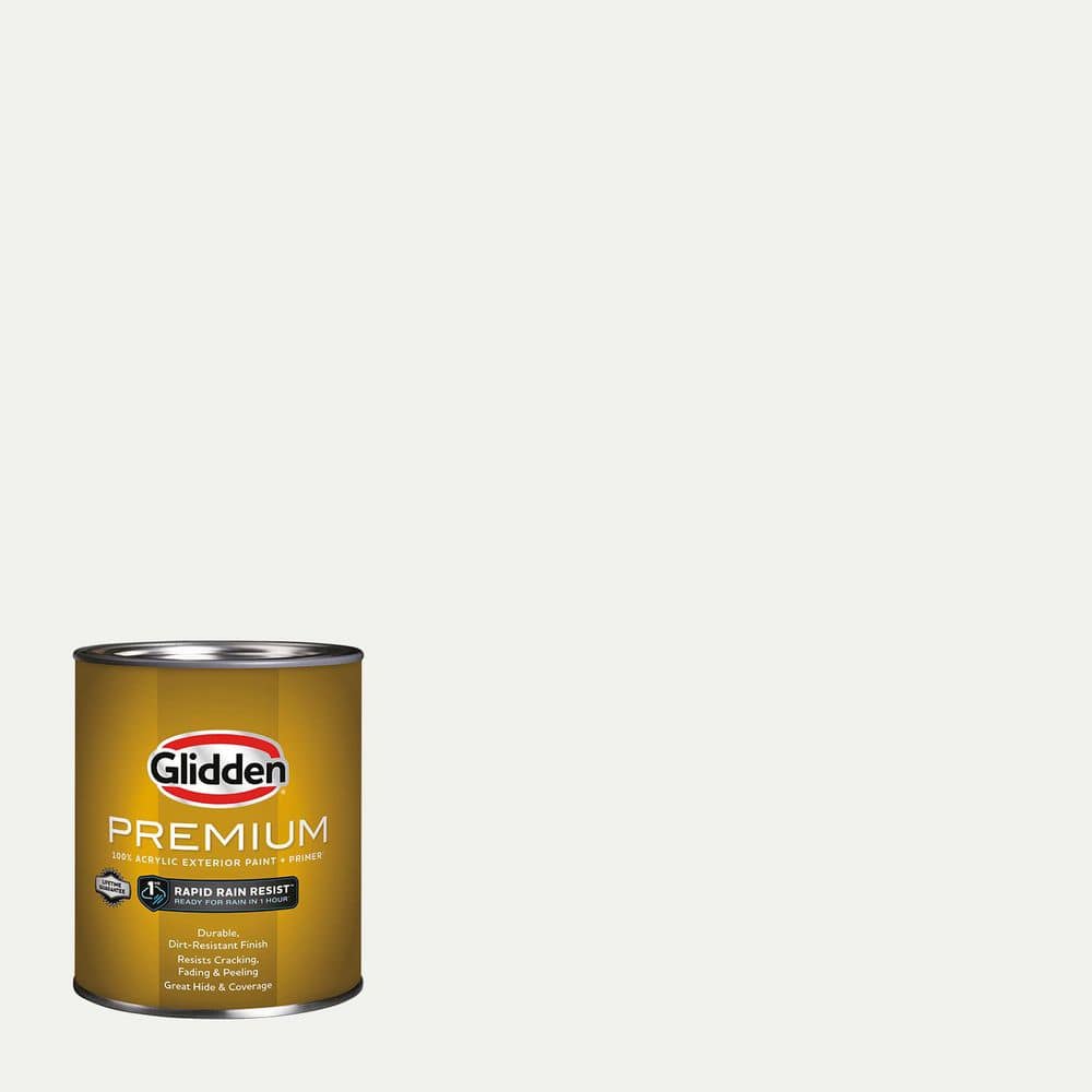 Glidden Premium 1 qt. PPG1001-1 Delicate White Satin Exterior Latex ...