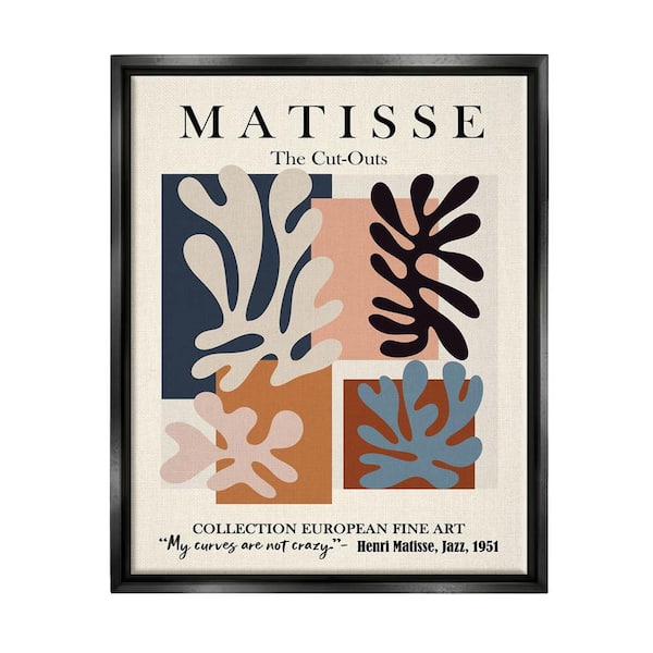 The Stupell Home Decor Collection Matisse Traditional Jazz Abstract Cut Out Forms" by Ros Ruseva Floater Frame Abstract Wall Art Print 25 in. x 31 in.