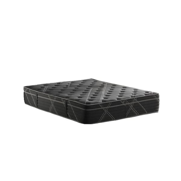 Bordeaux Rest Luxury Eurotop Hybrid King Plush Foam, Premium Quilted Cover 13 in. Bed-in-a-Box Mattress, Black/Silver
