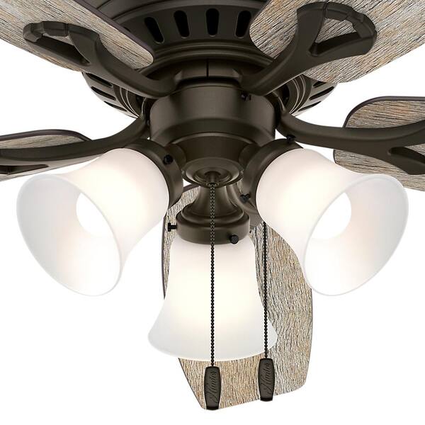 Hunter 44 Bronze Ceiling Fan With Cased White Light Kit Ceiling Light