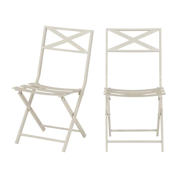 StyleWell Mix and Match Folding Steel Slat Outdoor Bistro Chairs in Shadow Gray (2-Pack)