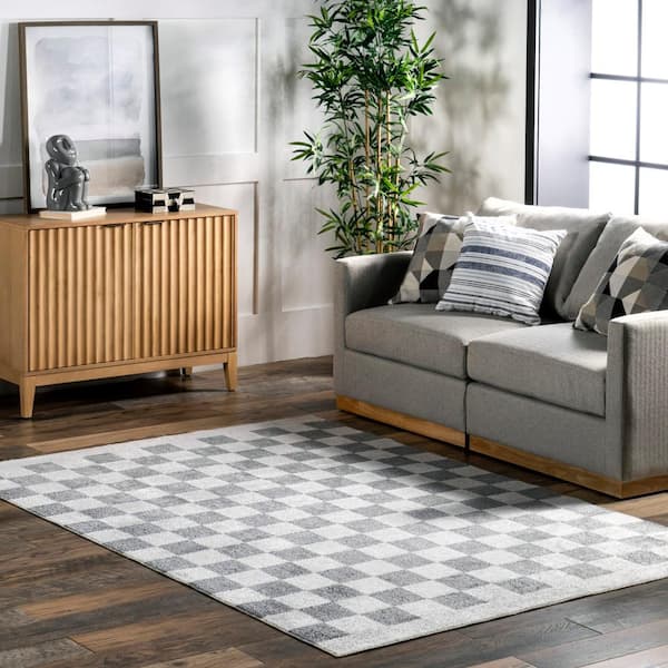 Naya Checkered Machine Washable Blue 5 ft. 3 in. x 8 ft. Area Rug