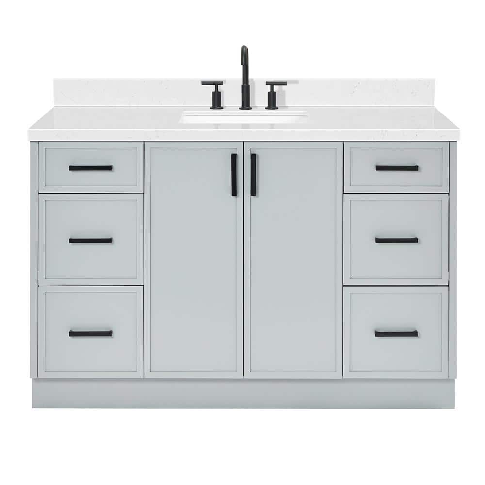 Kelly Gray 54" Single Sink Bathroom Vanity with Carrara Quartz Top
