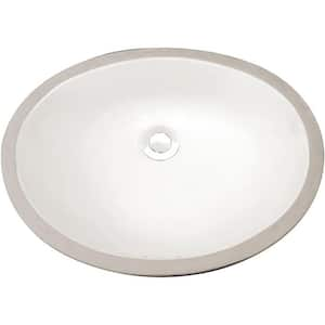 New Port 17-1/3 in. Bathroom Sink in White Ceramic Oval Drop-In with Overflow