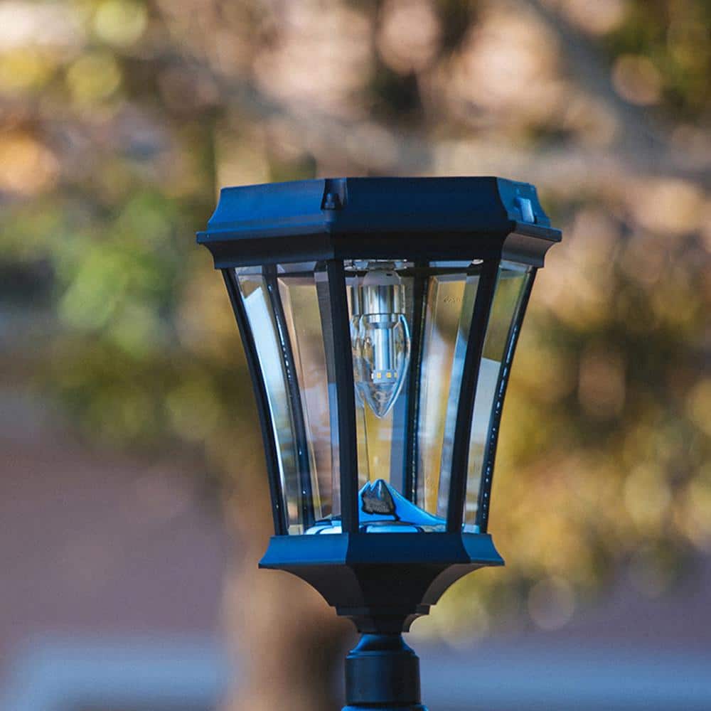 Victorian Style Black Aluminum Triple Solar Lamp Post
