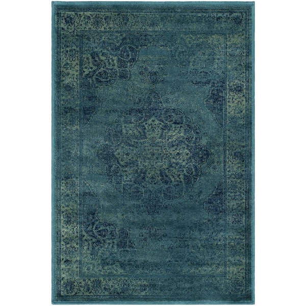 SAFAVIEH Vintage Blue/Multi Doormat 2 ft. x 3 ft. Border Area Rug