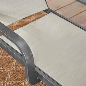 Aluminum Dark Taupe Sling Outdoor Stack Chaise Lounge with Sunbrella Augustine Alloy (2-Pack)
