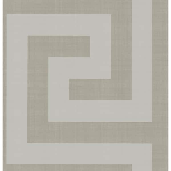 Seabrook Designs Vogue Greek Key Metallic Silver and Taupe Paper Strippable Roll (Covers 60.75 sq. ft.)