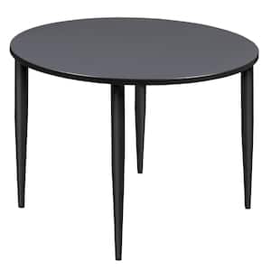 Trueno 48 in. L Round Grey and Black Wood Tapered Leg Table (Seats-4)