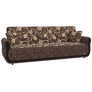 Madrid Collection Convertible 90 in. Grey Chenille 3-Seater Twin Sleeper Sofa Bed with Storage