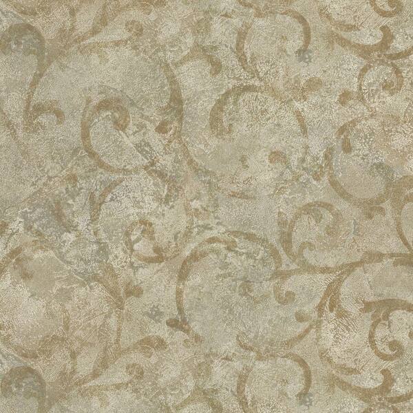 Brewster 56 sq. ft. Marble Textured Scroll Wallpaper