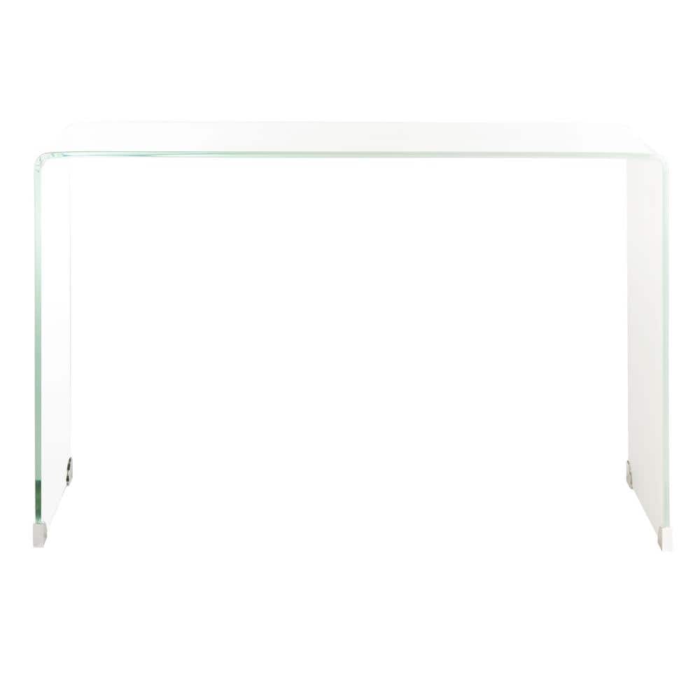 Transitional Clear to White Ombre Glass Console Table