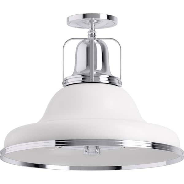 KOHLER Hauksbee 18 in. 3-Light Black with Brass Trim Semi-Flush Mount
