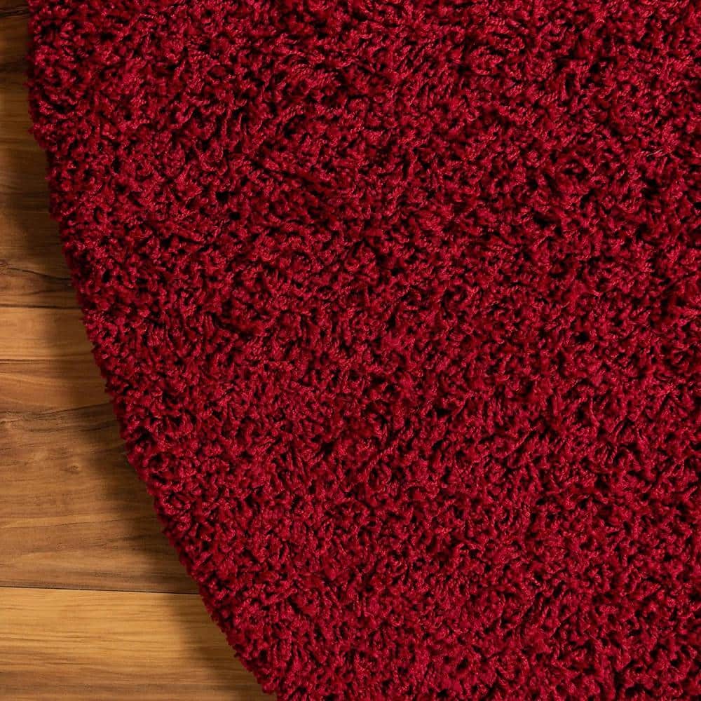 Calabasas Red Round Shag Indoor Area Rug