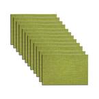 EveryTable 18 in. x 12 in. Green Jacquard Polyester Placemat (Set of 12)